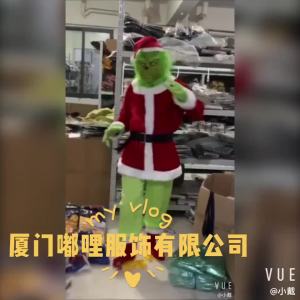 Christmas Costume Halloween Suit Christmas Clothes Green Fur Strange Grinch Party Costume  Mens Suit