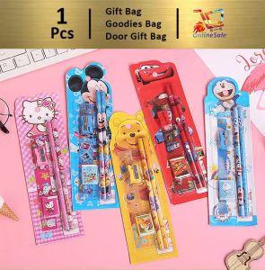 Stationary Box Set 5 in 1 Goodie Children School Student Birthday Party Gift (120) 5 In 1 Stationary Set Goodie Children School Student Birthday Party Gift Goodie Pencil Eraser Ruler Sharpener Portable Goodies Small Cartoon Gift Packaging Bag 礼物袋礼品袋