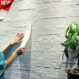 3D Self-adhesive Solid Color Wall Sticker 35 x 35cm Waterproof DIY Living room Background Brick Pattern Home Decor