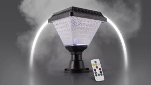 Solar pillar Light  Column Head lights Waterproof Outdoor lighting LED with Remote Control Garden Column courtyard street Fence