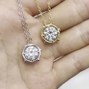 A high-quality 925 silver necklace featuring a 2-carat moissanite in a bezel setting—perfect for everyday wear or vacations.