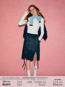 สูง เอว ทรงเอ Mini กระโปรง Original ดีไซน์ Washed Denim Split Half-length กระโปรง S For ฤดูใบไม้ร่วง ฤดูหนาว สไตล์เกาหลี Long ผ้าฝ้าย โพลีเอสเตอร์ Blend