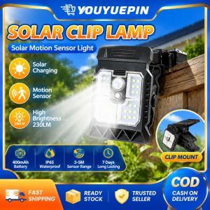 YOUYUEPIN Solar Powered Clip‑on Lamp White Light 230LM Bright IP65 Waterproof ABS Housing Solar Light For Outdoor Garden Camping Fence Branch Wall Use