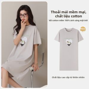 MiiOW | Đầm Ngủ Mùa Hè Bằng Cotton Mỏng Thoáng Khí Hình Cartoon Dành Cho Kích Cỡ Lớn