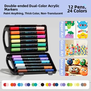 MPRINCE | Double Headed Double Color Washable Non-toxic Student Art Pen