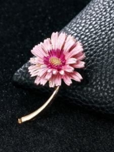สีชมพู Multi-Layered ดอกไม้ปักเข็มกลัดผู้หญิงเรียบง่าย Dandelion Chest PIN อุปกรณ์เสริมสไตล์ Retro