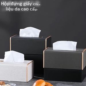 Hộp Đựng Giấy Ăn Bọc Da Cao Cấp CCKO Hộp Khăn Giấy Để Bàn Hình Chữ Nhật Đáy Hít Nam Châm Tiện Lợi Dùng Cho Phòng Khách Văn Phòng Sang Trọng