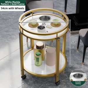 Circular Dual-layer Tea Table With Ashtray For Mahjong Parlor