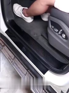 Ceyes 3D Carbon Fiber Sticker For Car Motorcycle Exterior Door Sill Anti-stepping Anti Scratch