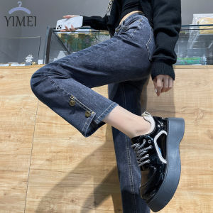 YIMEI Quần Bò Xẻ Thẳng Quần Bò Nữ Cắt GẤU CẠP Cao Co Giãn Mỏng Mùa Xuân 2023 Với Quần Denim Nhỏ