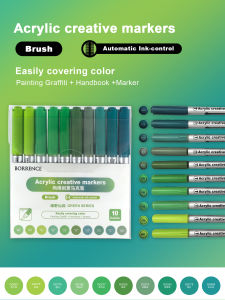 Borrence Acrylic Brush Markers Set 10Pcs/Box 120 Colors Soft Head School Supplies Automatic Ink Control System Paint Art Markers