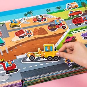 Quiet Construction Site DIY Magnetic Stickers Childrens Toy Materials Creative Kindergarten Digger Handmade Crafts for Kids