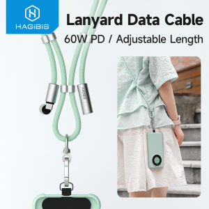 Hagibis Universal Cell Phone Lanyard to Prevent Losing Your Phone Crossbody Bag Strap USB C Data Cable 2 in 1 C to C/C to L Charging Cable for Cell Phone for iPhone 16/15 Pro and Most Phones