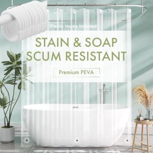 1pc Waterproof Lightweight Clear Shower Curtain Liner with Magnets & Metal Grommets RV Shower Curtain for Bathroom Accessies