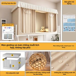 YANYANGTIAN | Rèm Giường Chống Nắng và Chắn Sáng Kiểu Voan Bao Quanh Toàn Phần cho Giường Tầng
