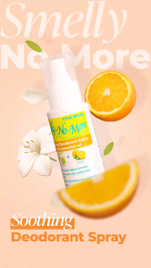 Smelly No More Soothing Deodorant Spray with Gardenia and Orange Essential Oils 75ml - Mineral Salt Body Care Deodorant for Sensitive Skin