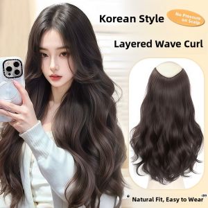 MONLEYTA | Long Curl Wig Womens Fake Hair Extensions Natural Looking Big Wave Wig Realistic Hair Transplant Pieces Invisible Volume Increase