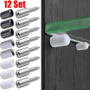 12Set Cross Self-tapping Screw with Nonslip Rubber Cabinet Board Laminate Support DIY Wardrobe Cabinet Glass Partition Nails