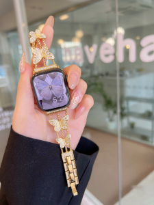 Butterfly Fine Jewel Metal Jewelry Chain Suitable for Apple Applewatchs789 Generation 6543se Quiet Strap