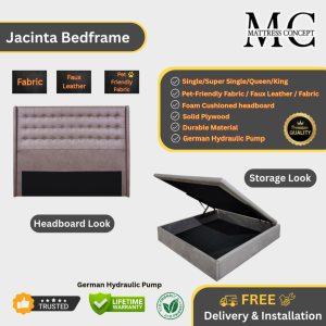 Mattress Concept Jacinta Storage Bedframe Pet Friendly Fabric/FauxLeather/Fabric All Size Available