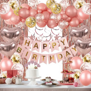 ชุดลูกโป่งวันเกิด สไตล์มุกและกลิตเตอร์ สวยแบบเรียบหรู วันเกิด Birthday Balloon ส่งสินค้าทุกวัน