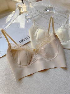 French Style Lace Bralette Womens Seamless Beautiful Back Strapless Push up Bra Light Weight Rabbit Ear Cup Thin Molded