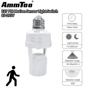 Smart E27 PIR Motion Sensor Light Switch 110V 220V Detector Base Lamp Holder Lux Time Delay Adjust Control Bulb Socket