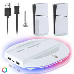 Vertical Cooling Stand with RGB Light for PS5 Slim Disc/Digital Edition Console Anti-Slip Base Bracket Holder for PS5 Accessorie