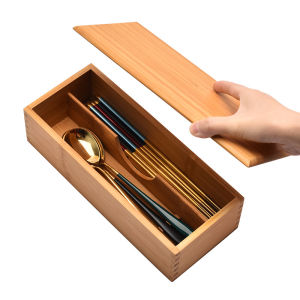 Engraving Available Compartmentalized Cutlery Storage Box With Lid