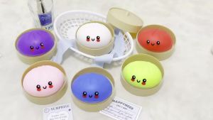 Bandai | Realistic Giant Dumpling Squishy Squeeze Toy With Bamboo Steamer Soft Dough Ball Decompression Fidgeting Funny Creative Gift