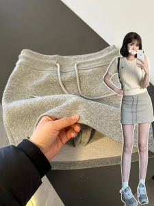 Gray Casual High Waist A-Line Mini Skirt Womens Summer New plus Size Hiding Hip Body Slimming Short Skirt Commute Style