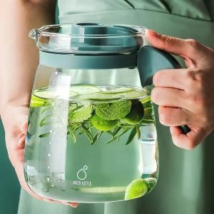 Large Capacity Glass Kettle High Temperature Resistance Water Bottle Household Transparent Teapot Coffee Jug Drinking Utensil