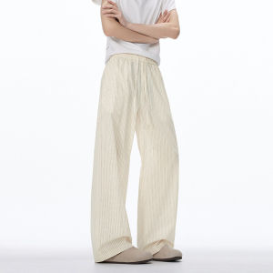 Quần Dài Nam Màu Vàng Nhạt Mùa Hè Mỏng Nhanh Khô Sọc Ngang Quần Dài Thường Ngày Rộng Rãi Thoải Mái Cho Cặp Đôi