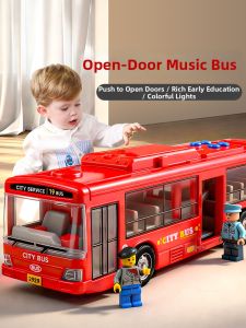Sound Light Inertial Openable Large Bus Toy Car