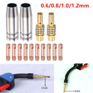 [Ship Today] 14pcs/set 15AK Consumable Welding Head 0.6/0.8/0.9/1.0/1.2mm MIG MAG Welding Torch Nozzle Gas Nozzle Tip Holder