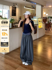 High Waist Loose Pleated Straight Trousers