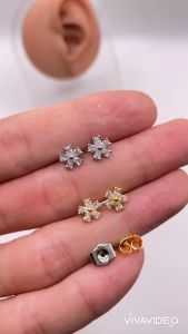 Bông tai titan đính đá nhỏ xinh Khuyên tai đính đá nhỏ gọn chất liệu titan không phai màu trangsucmoiluatuoi.RIN