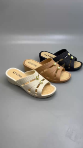 Divine Shoes [Size 37-40] 7010 Sandal Wanita Wedges Sol Tebal Sandal Slip On Karet Lentur