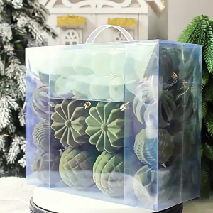48pcs Flocking Christmas Ball Set - 3different sizes 4/6/8cm Plastic Decor in Army Green Wine Red