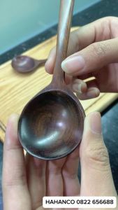 Muỗng thìa đầu tròn gỗ Trắc/ Cẩm (20cm) Xúc gia vị/ cafe/ an toàn thực phẩm - CTH599