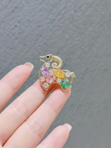 YEGBONG | New Rhinestone Zodiac Sheep Brooch Lovely Animal Lapel Pin Anti-fade Clothing Accessory for Coat Backpack Graduation Gift