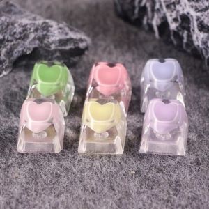 Love Heart keycaps Cute Novel Handmade Resin Keycaps for Cherry Mx Switch Mechanical Game Keyboard Manual Key Cap