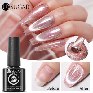 UR SUGAR 7ml Crystal Cat Rubber Base Gel Sparkling Glitter Silver Pink Soak Off UV LED Varnish All for Gel Polish