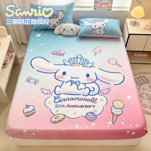 Pure Cotton Anti-Slip Bedding Cover Single Piece Cartoon KT Cat Design for 1.2/1.5 M Bed Breathable Elastic Edge Childrens Duvet