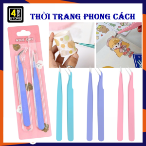 Set 2 Nhíp Nhọn Thẳng Và Cong - Nhíp Gắp Sticker Miếng Dán Nối Mi Bằng Thép Không Gỉ Đa Năng - Nhíp Nhổ Lông Mày Tóc Bạc - Nhíp Cắt Tỉa Lông Mày Siêu Nhanh Dụng Cụ Làm Đẹp