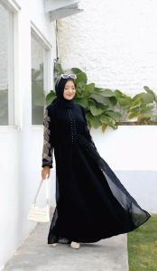 Abaya Tafasha Gamis Jubah Hitam Arab Turki Turky Maroko Mesir Saudi Madinah Dubai India Murah Umroh Haji Mewah Premium Bordir Baju Muslimah Pabrik Abaya Bangil  Pakaian Wanita Simple Remaja Sporty Unik Syari JetBlack
