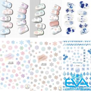 Sticker Dán Móng Tay 3D Trang Trí Móng Mẫu Noel Hoạ Tiết Bông Tuyết CA116 – CA117 – F285