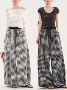 HTMEME | Lazy Feeling Plaid Straight Leg Pants