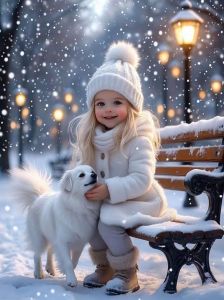 Kayou | 1000 Pcs Winter Girl and Puppy Puzzle Home Decor Adults Puzzle Games Family Fun Floor Puzzles Educational Toys for Kids