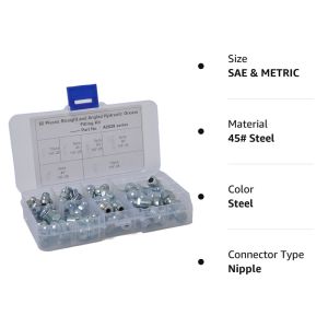 60 PCS Nickel Plated Grease Fitting Grease Nipple Universal Car Truck Excavator Bulldozer Forklift M6 8 M10